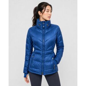 Athleta Banner Peak Goose Down Puffer Jacket Blue Lightweight Packable Women's S